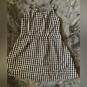 Checkered, print, black and white dress